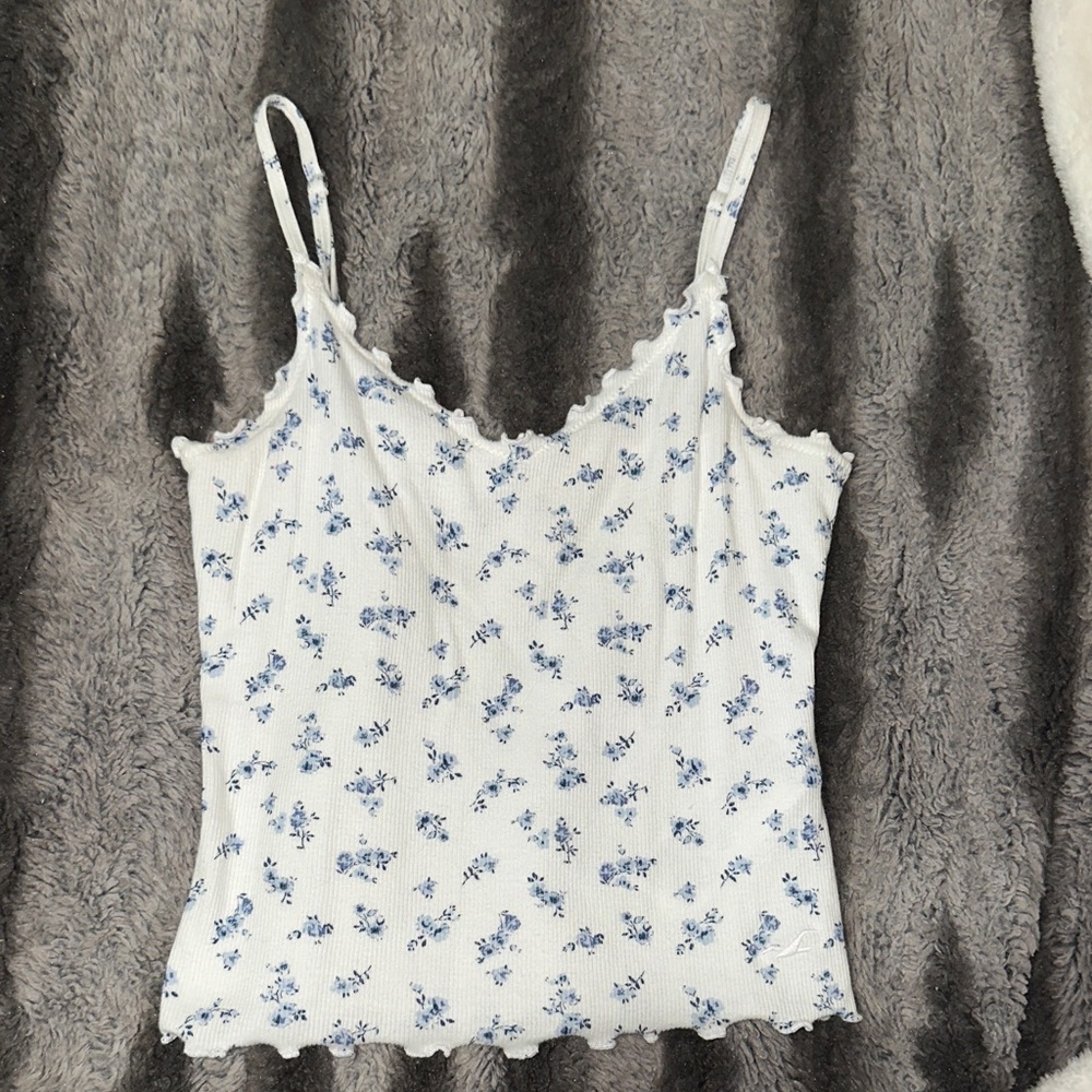 Holister Floral Ribbed Cami Tank Top